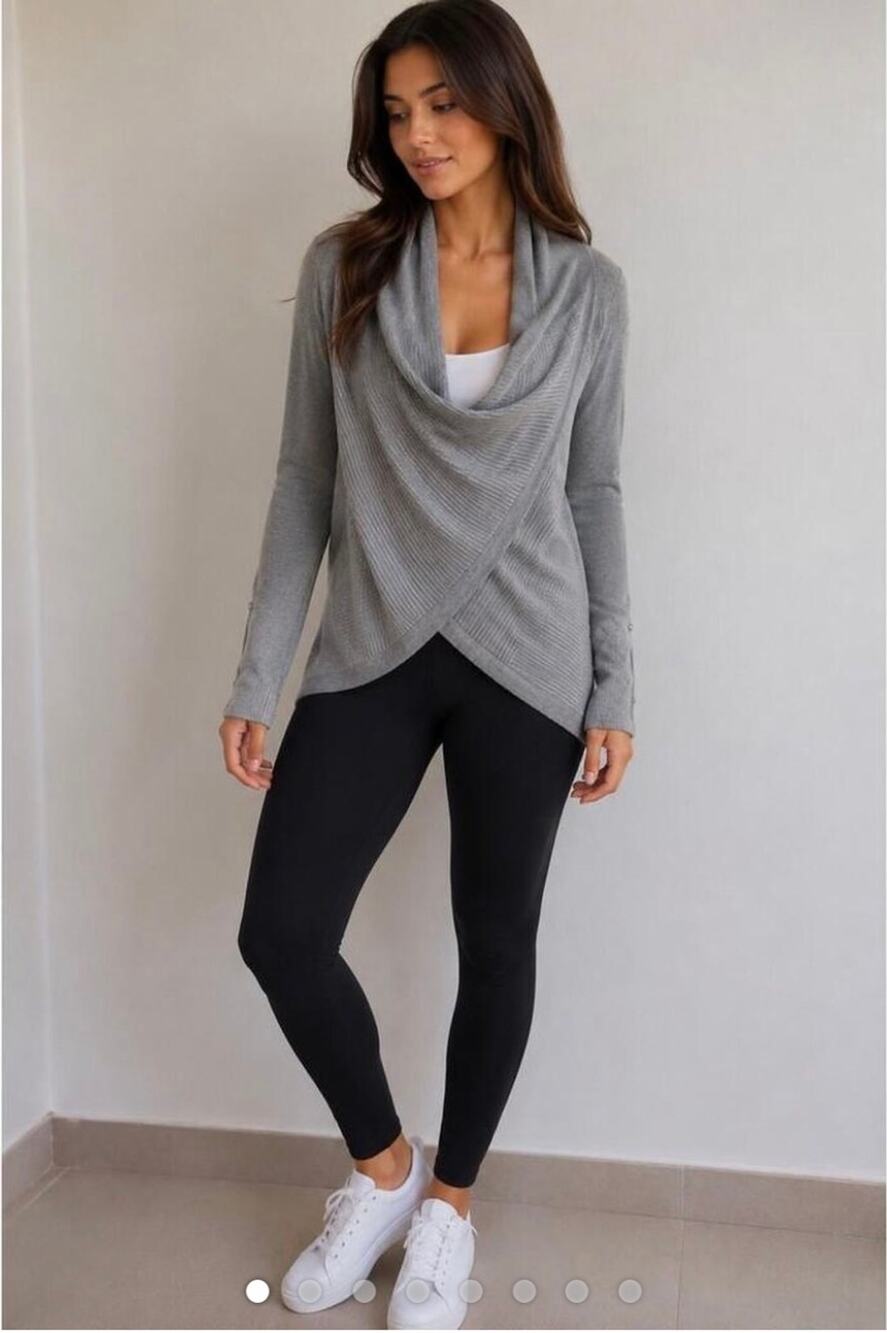 Lululemon Iconic Sweater Wrap knit Drape sweater Gray striped Size 4 Casual